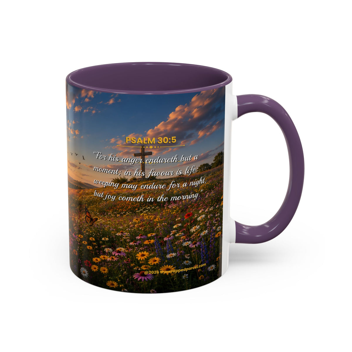 JOY Scripture Coffee Mug — Free Personalization | Psalms 30:5 | 11 oz & 15 oz