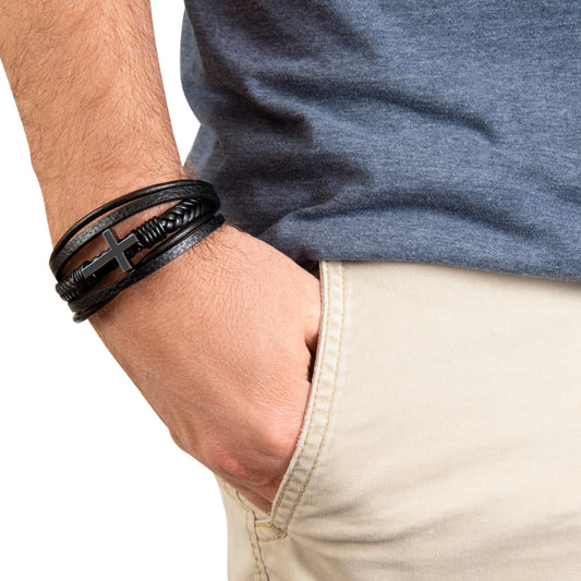 Cross Bracelet | Plain Black Backing