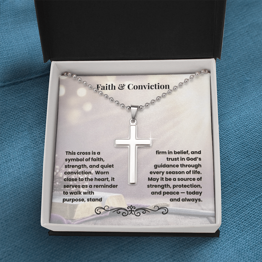 Cross Necklace Artisan with Ball Chain | Faith & Conviction