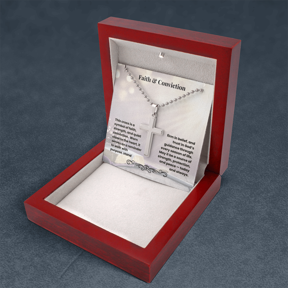 Cross Necklace Artisan with Ball Chain | Faith & Conviction