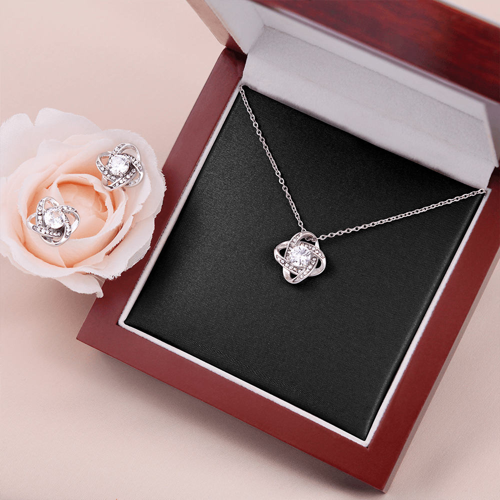 Love Knot Necklace and Earring SET | Plain Black Backing