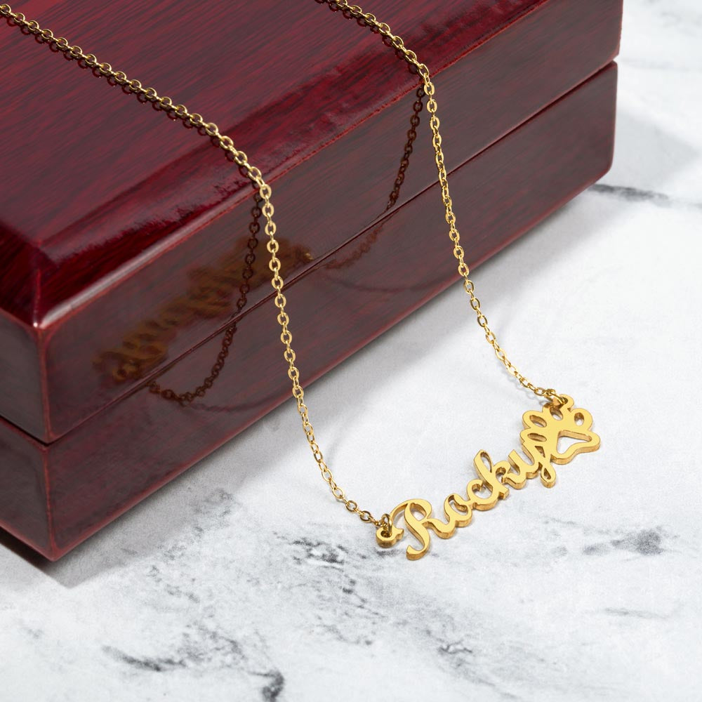 Paw Print Name Necklace | Classic