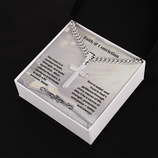 Cross Necklace Personalized with Cuban Link Chain | Faith & Conviction