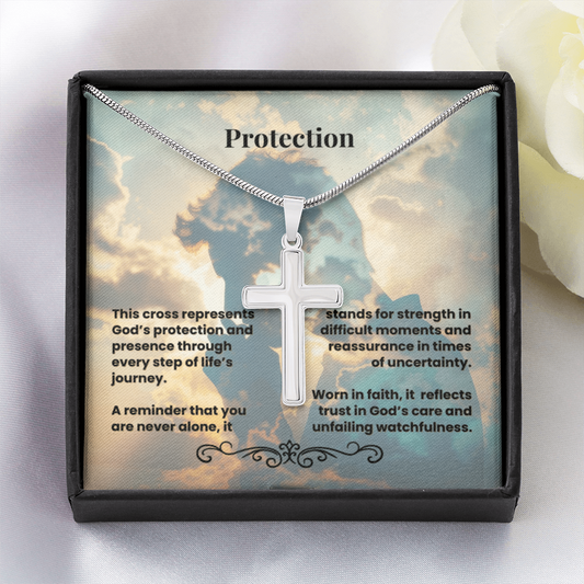 Cross Necklace Artisan with Snake Chain | Protection