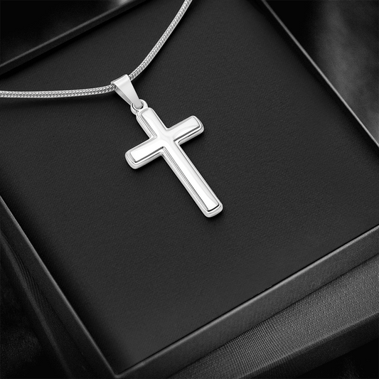 Cross Necklace Artisan with Snake Chain | Plain Black Backing