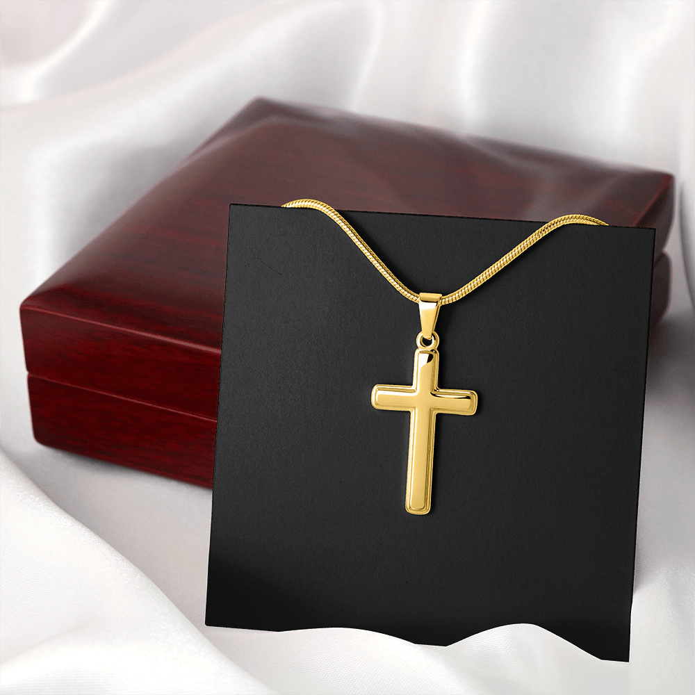 Cross Necklace Artisan with Snake Chain | Plain Black Backing