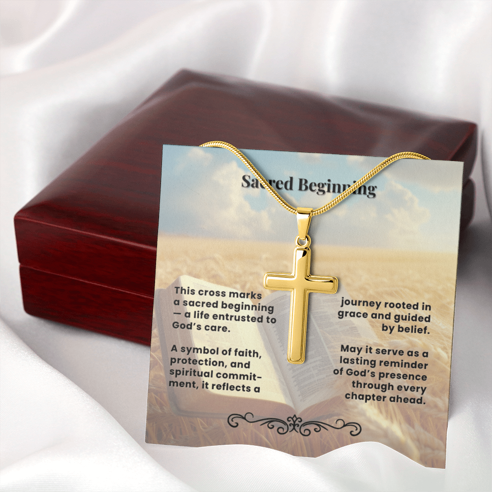 Cross Necklace Personalized with Snake Chain | Sacred Beginning