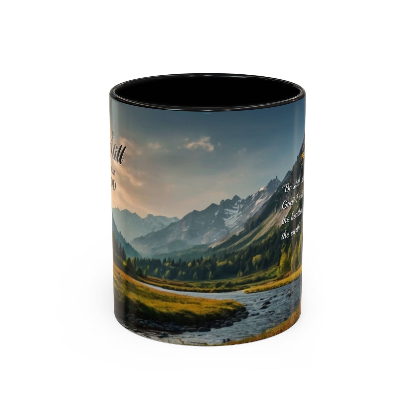 PEACE BE STILL Scripture Coffee Mug — Free Personalization, Accent Mug (11/15 oz)