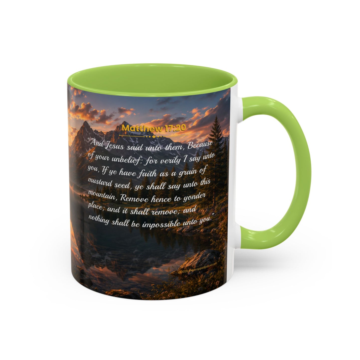 FAITH Scripture Coffee Mug — Free Personalization, Accent Mug (11/15 oz)