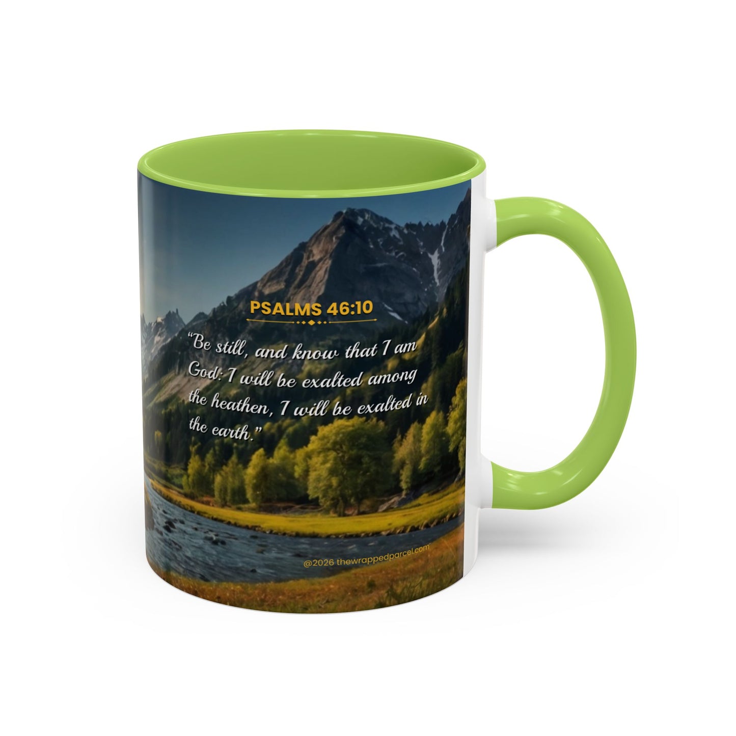 PEACE BE STILL Scripture Coffee Mug — Free Personalization, Accent Mug (11/15 oz)