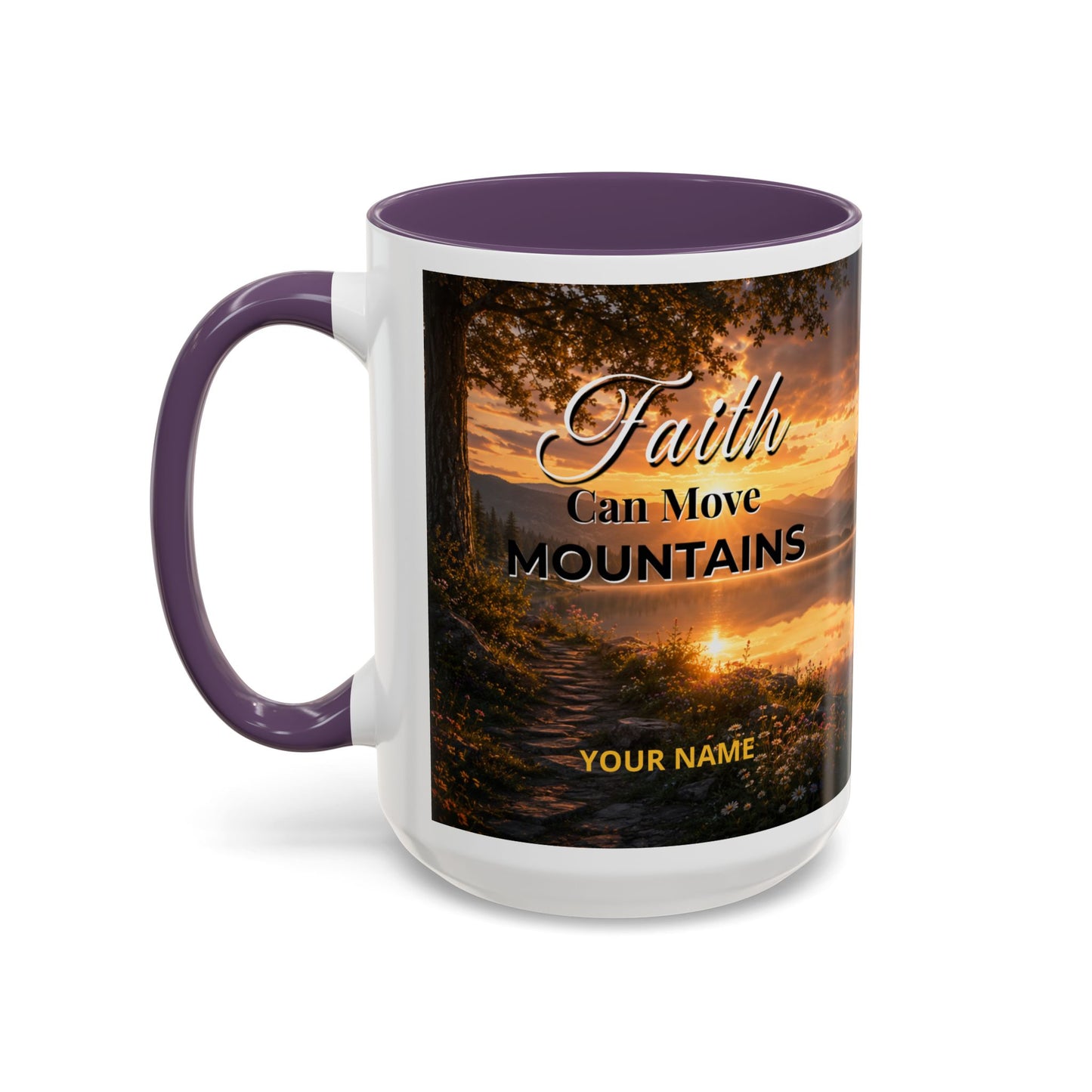 FAITH Scripture Coffee Mug — Free Personalization, Accent Mug (11/15 oz)