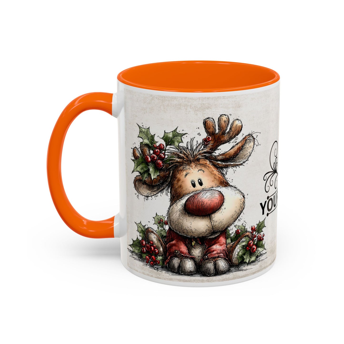 Reindeer Monogram — Personalized Christmas Accent Coffee Mug (11 oz & 15 oz)