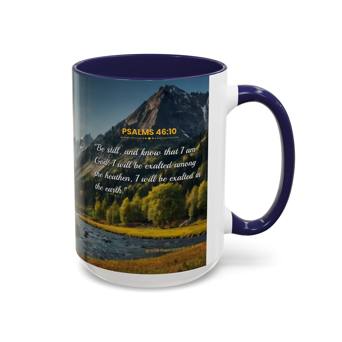 PEACE BE STILL Scripture Coffee Mug — Free Personalization, Accent Mug (11/15 oz)