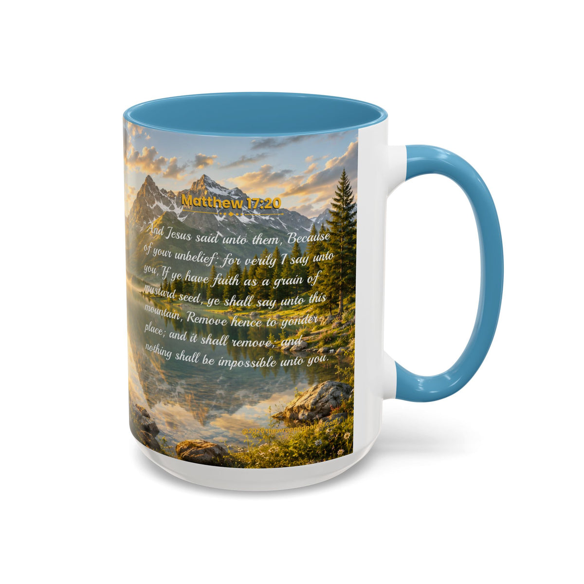 FAITH Scripture Coffee Mug — Free Personalization | Matthew 17:20 | 11 oz & 15 oz