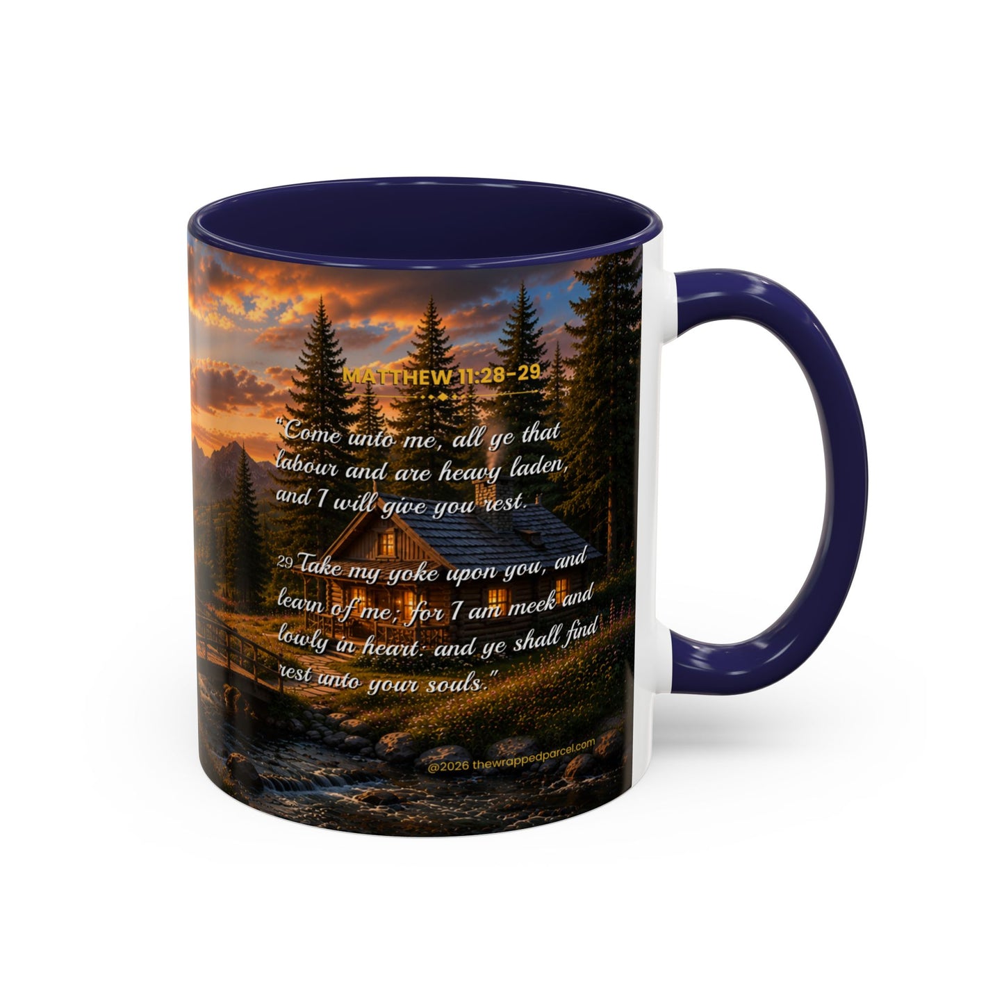 REST Scripture Coffee Mug — Free Personalization, Accent Mug (11/15 oz)