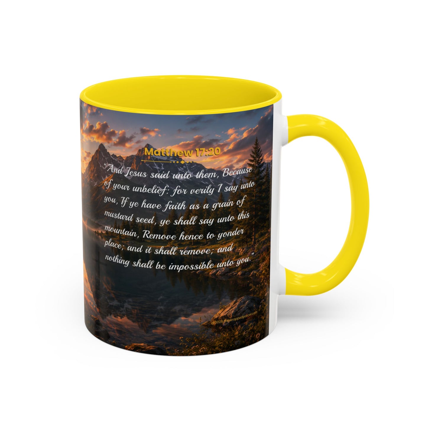 FAITH Scripture Coffee Mug — Free Personalization, Accent Mug (11/15 oz)