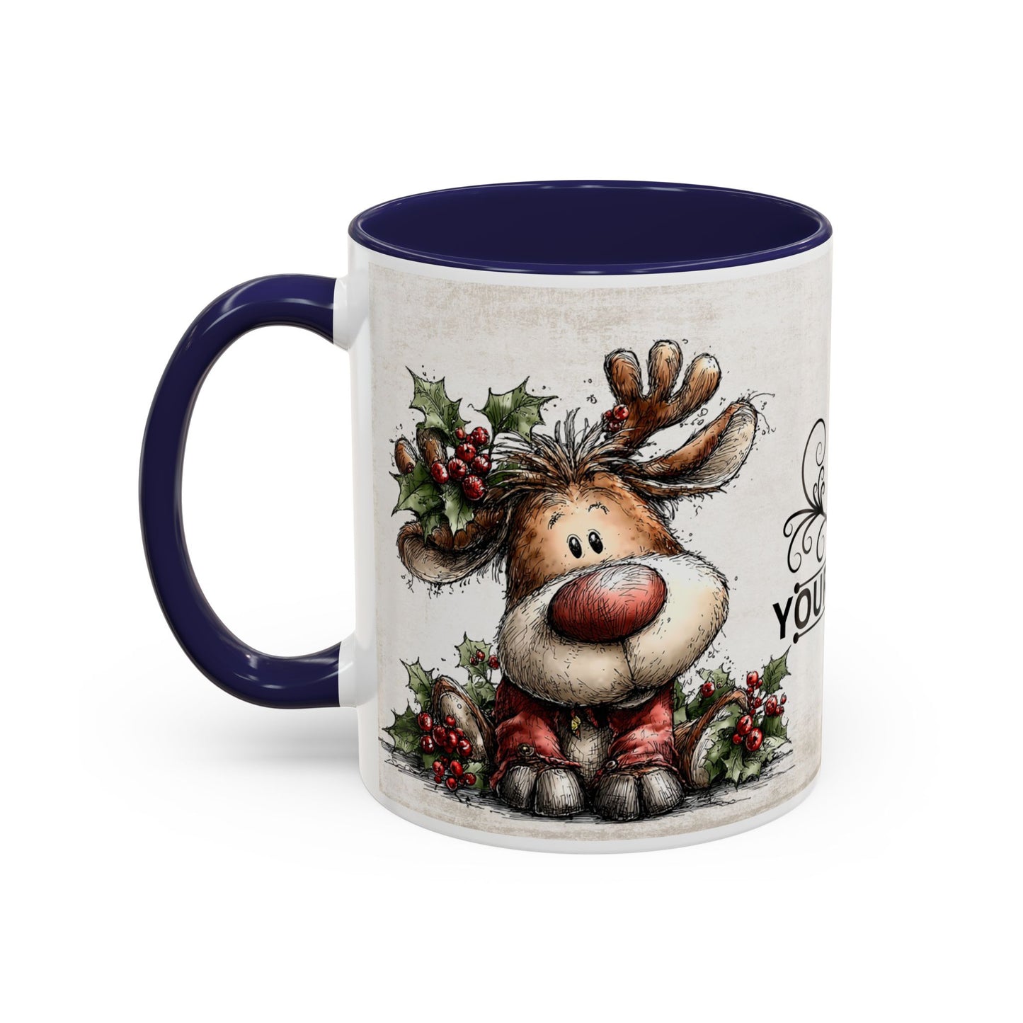Reindeer Monogram — Personalized Christmas Accent Coffee Mug (11 oz & 15 oz)