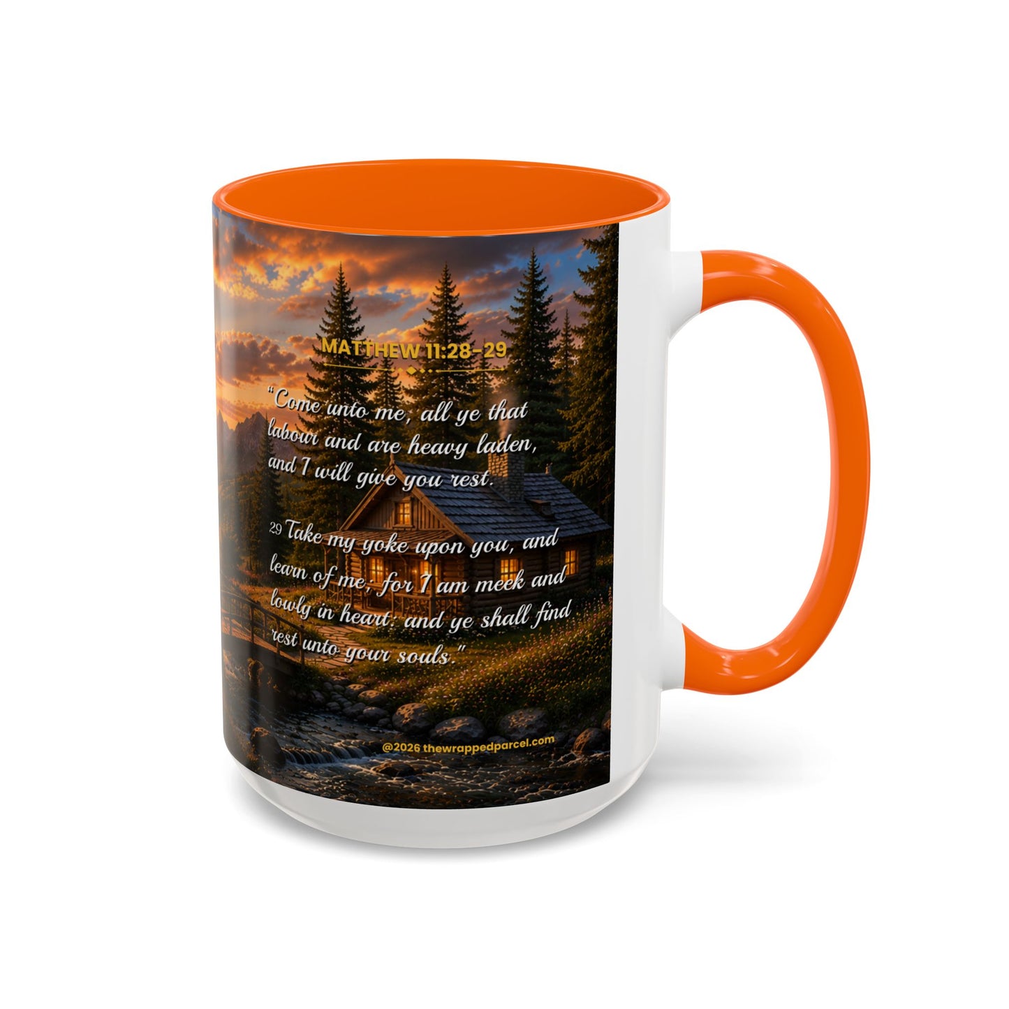 REST Scripture Coffee Mug — Free Personalization, Accent Mug (11/15 oz)