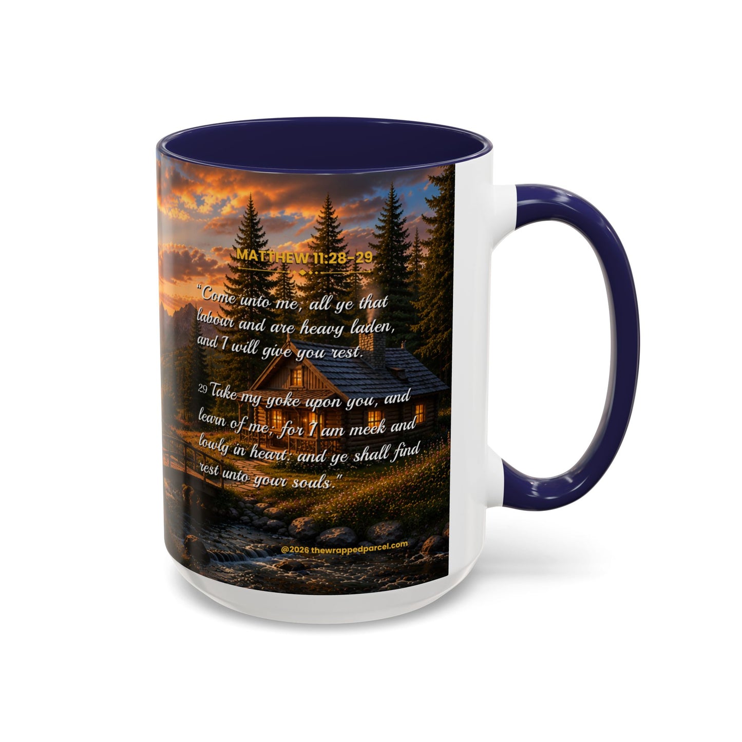 REST Scripture Coffee Mug — Free Personalization, Accent Mug (11/15 oz)