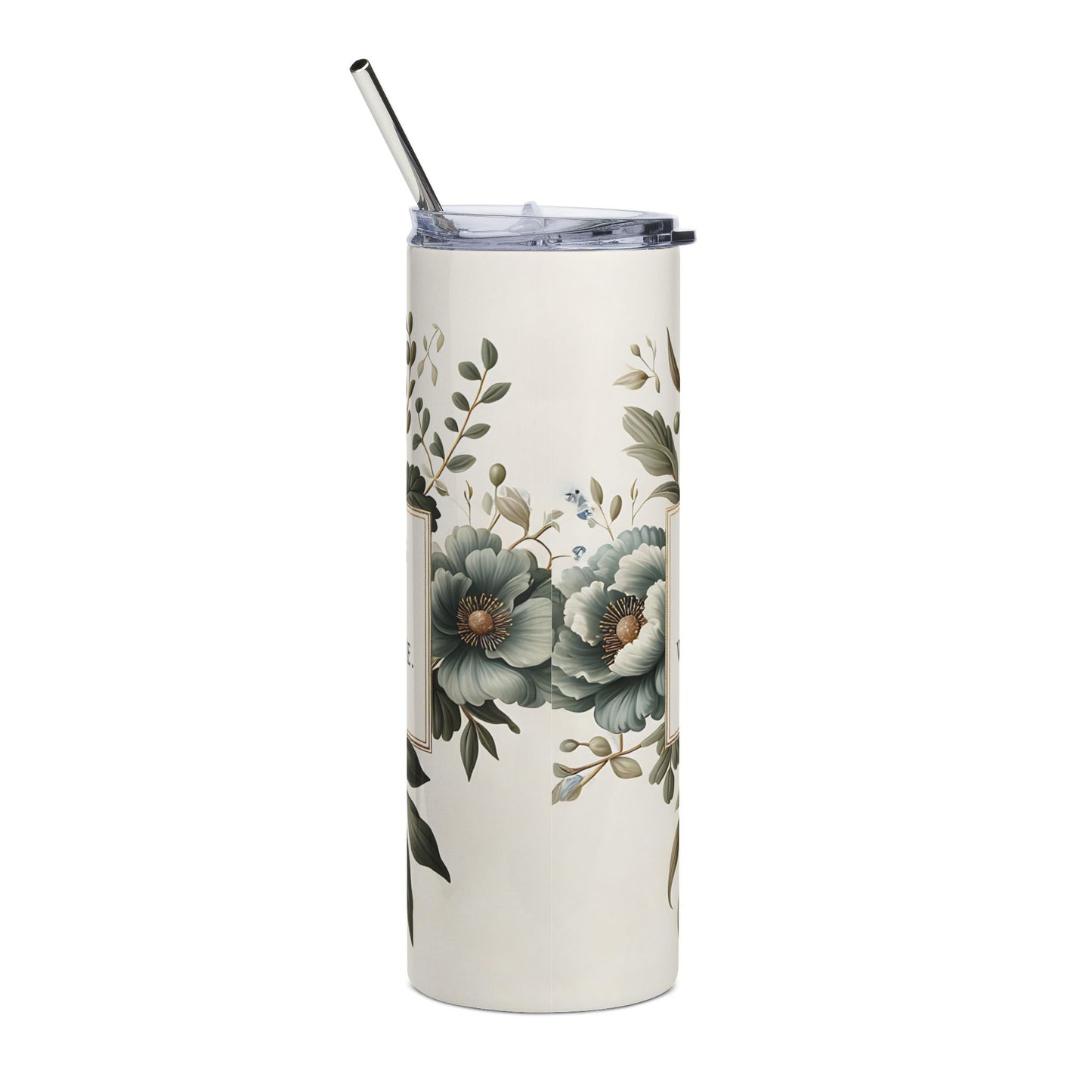 Floral Scripture 20oz Stainless Tumbler — "I Can Do All Things" Philippians 4:13