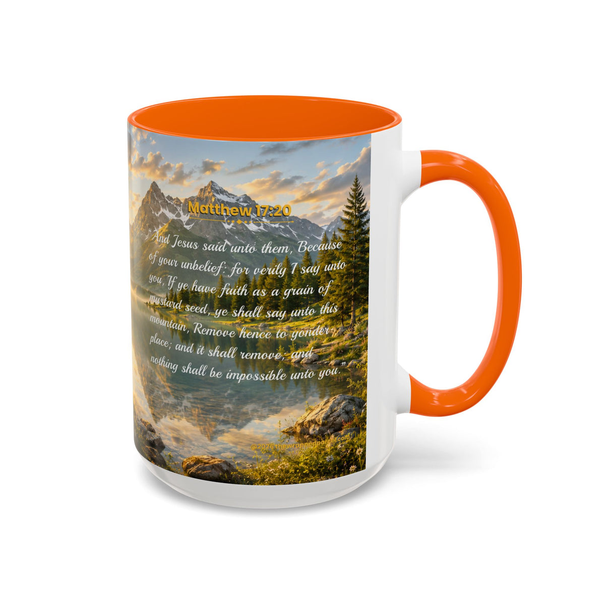 FAITH Scripture Coffee Mug — Free Personalization | Matthew 17:20 | 11 oz & 15 oz