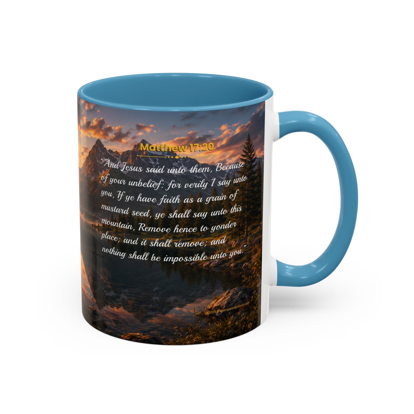 FAITH Scripture Coffee Mug — Free Personalization, Accent Mug (11/15 oz)