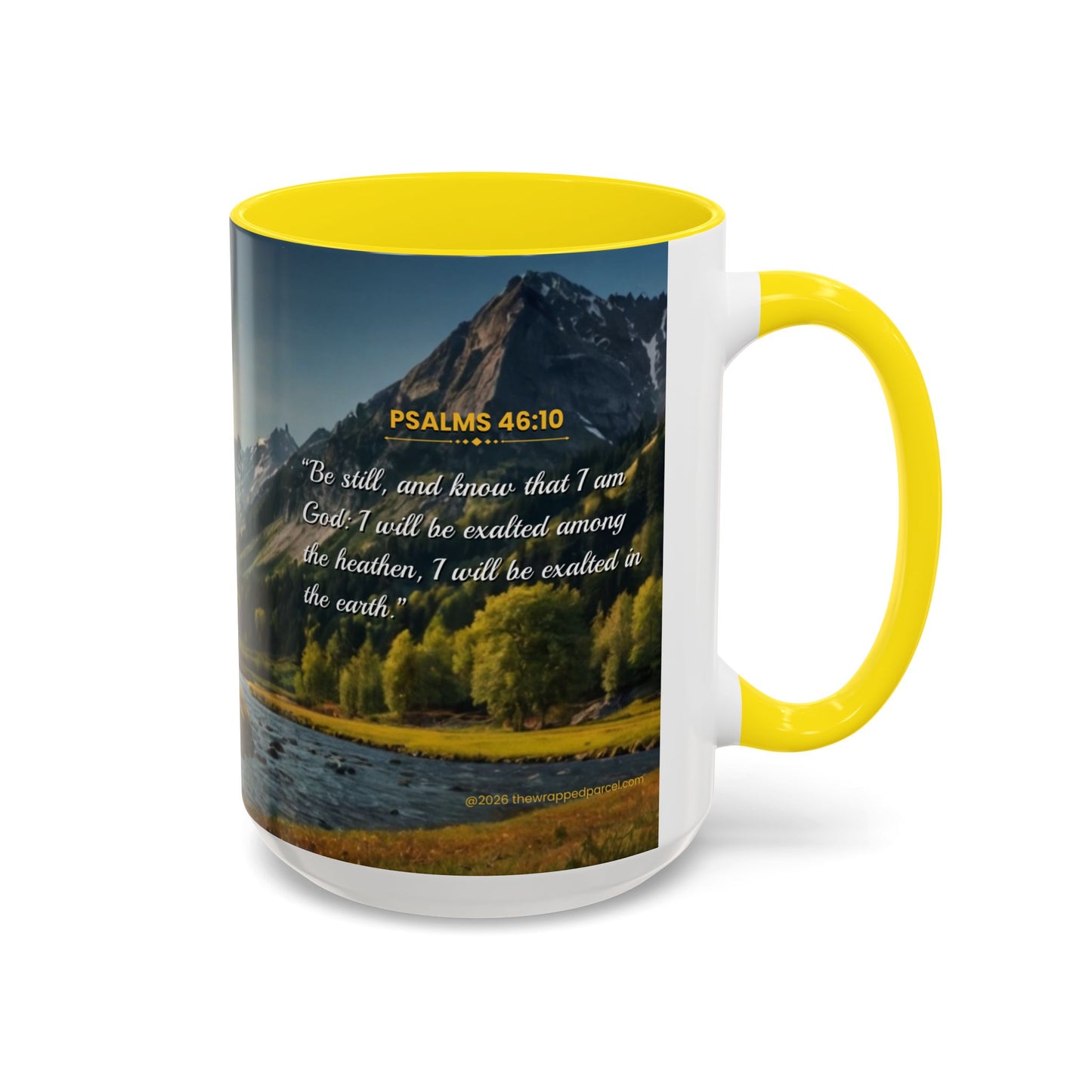 PEACE BE STILL Scripture Coffee Mug — Free Personalization, Accent Mug (11/15 oz)