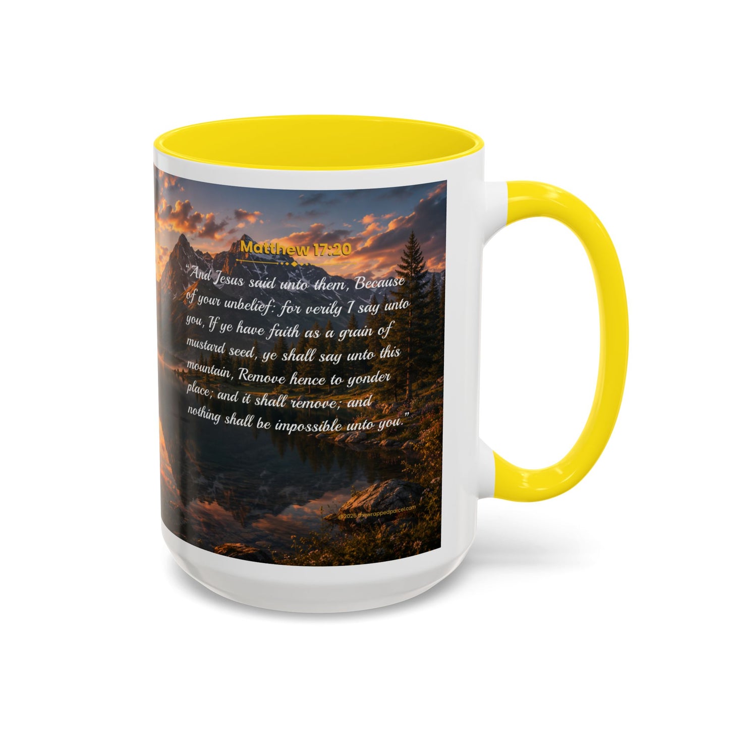 FAITH Scripture Coffee Mug — Free Personalization, Accent Mug (11/15 oz)