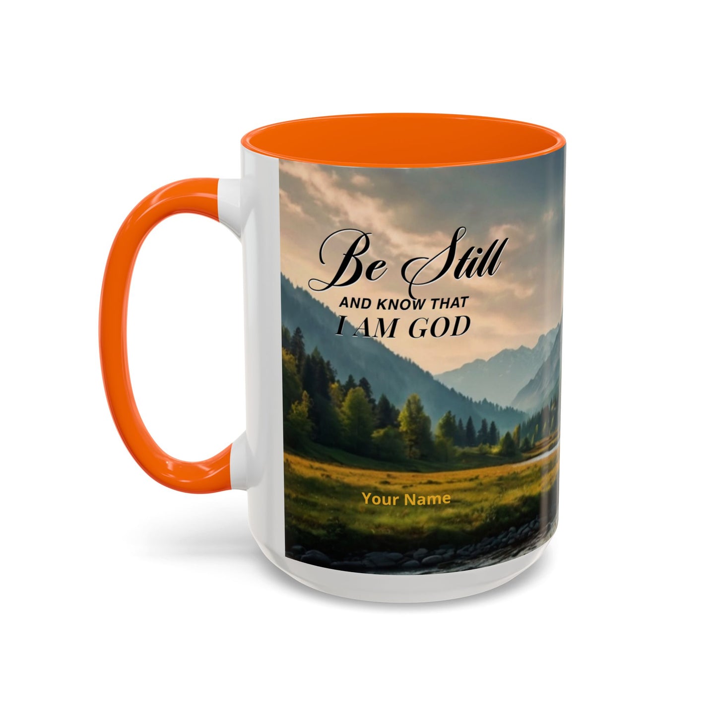 PEACE BE STILL Scripture Coffee Mug — Free Personalization, Accent Mug (11/15 oz)
