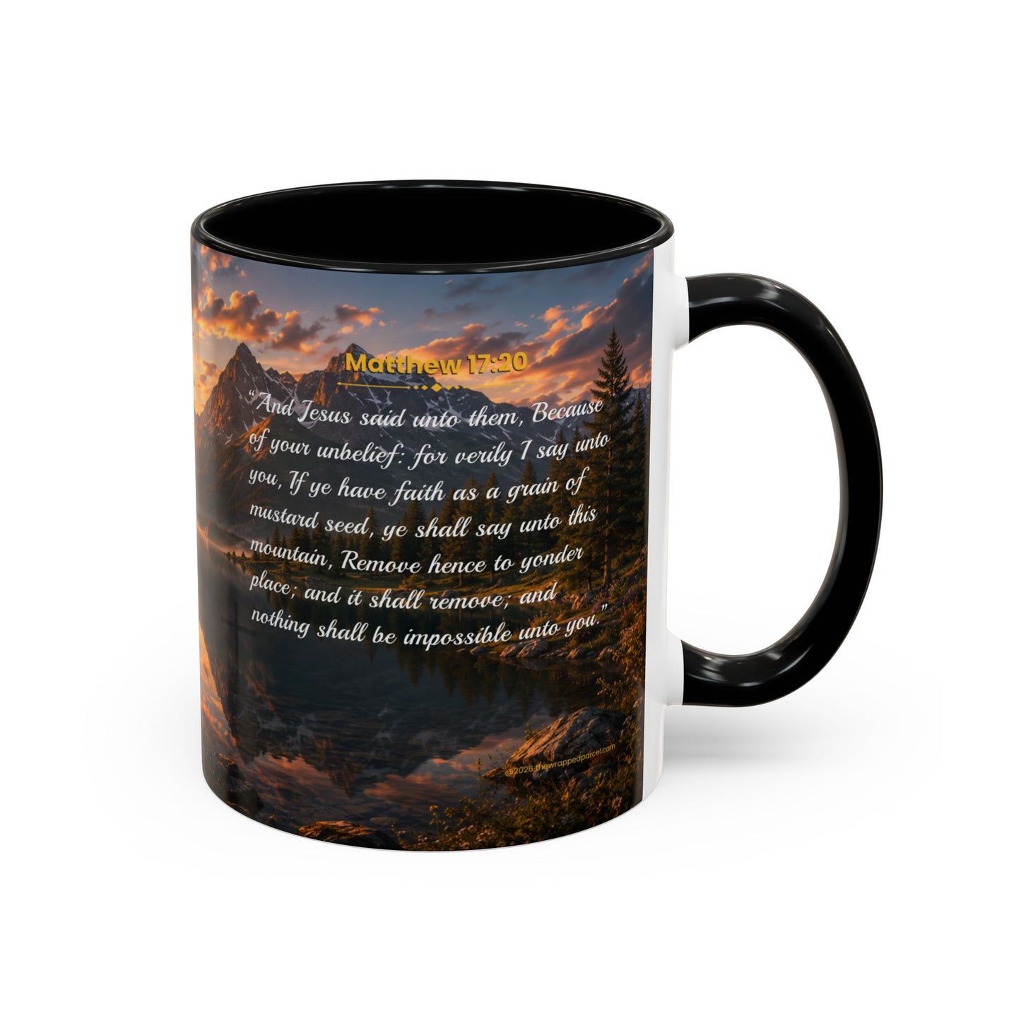 FAITH Scripture Coffee Mug — Free Personalization, Accent Mug (11/15 oz)