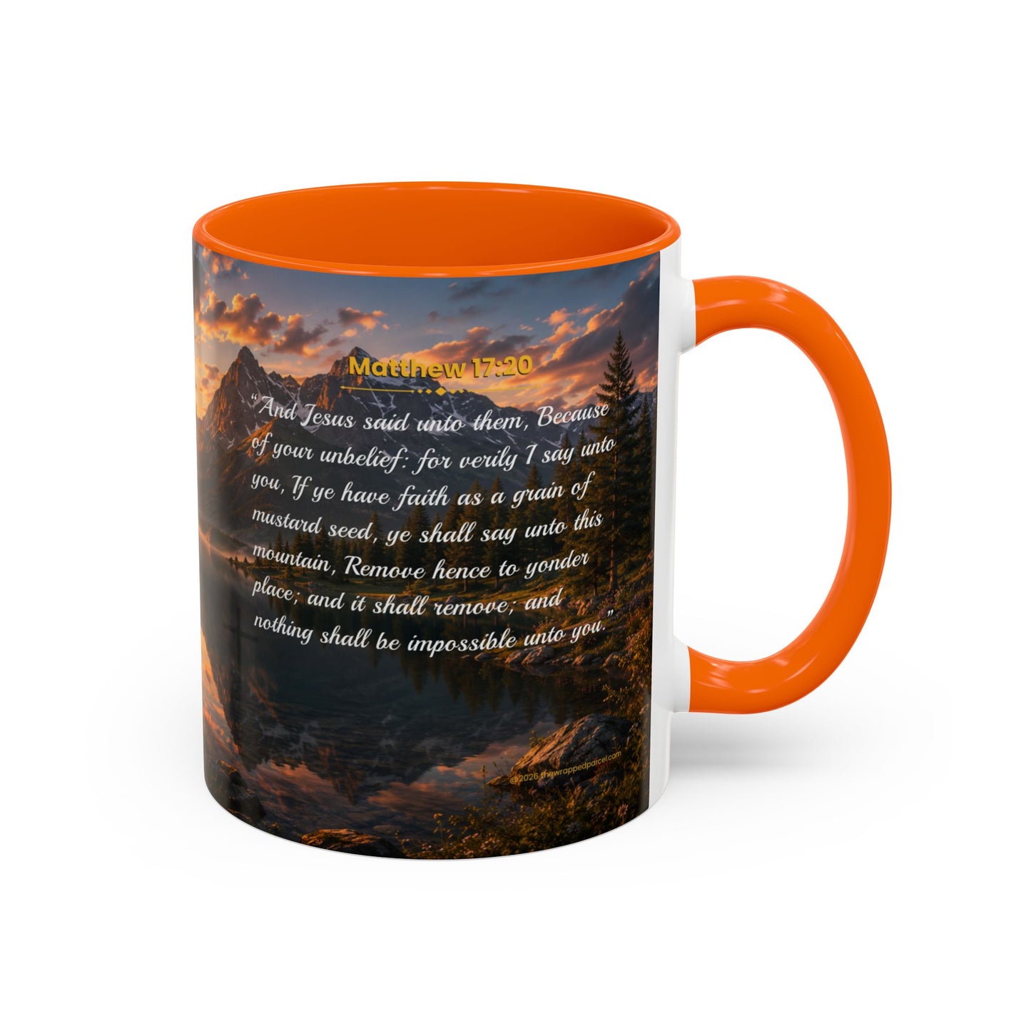 FAITH Scripture Coffee Mug — Free Personalization, Accent Mug (11/15 oz)