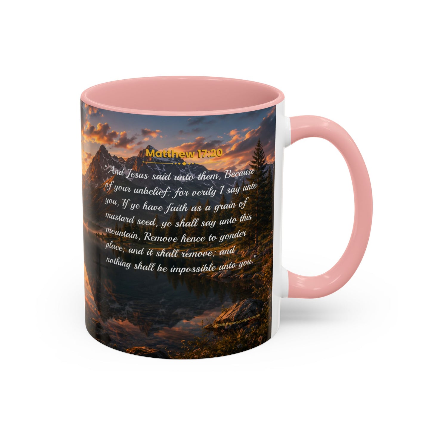 FAITH Scripture Coffee Mug — Free Personalization, Accent Mug (11/15 oz)