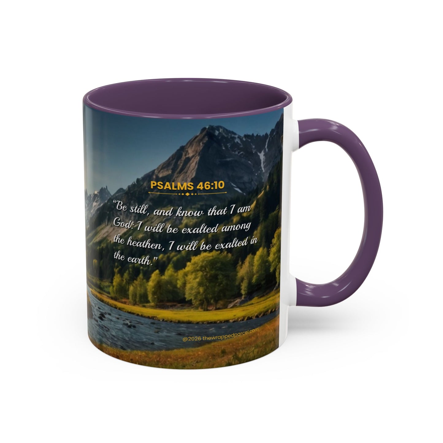 PEACE BE STILL Scripture Coffee Mug — Free Personalization, Accent Mug (11/15 oz)