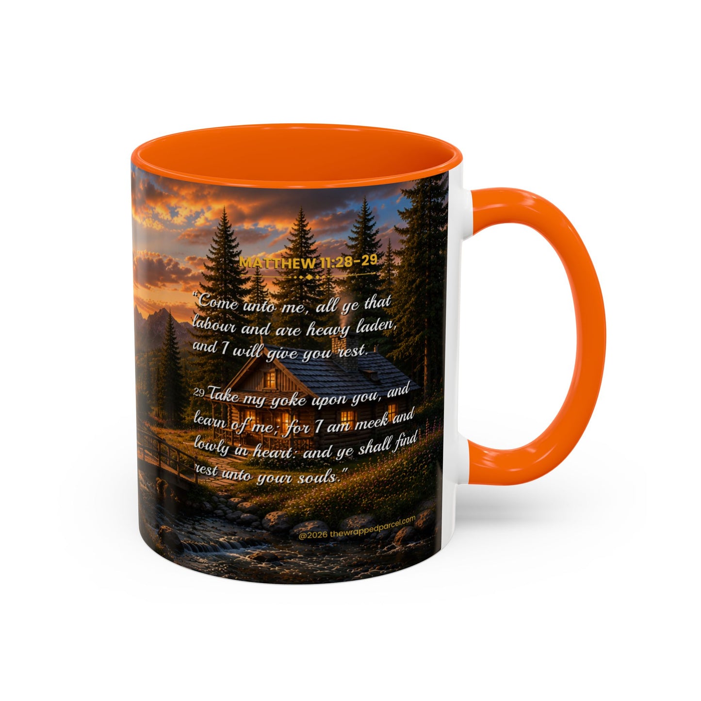 REST Scripture Coffee Mug — Free Personalization, Accent Mug (11/15 oz)