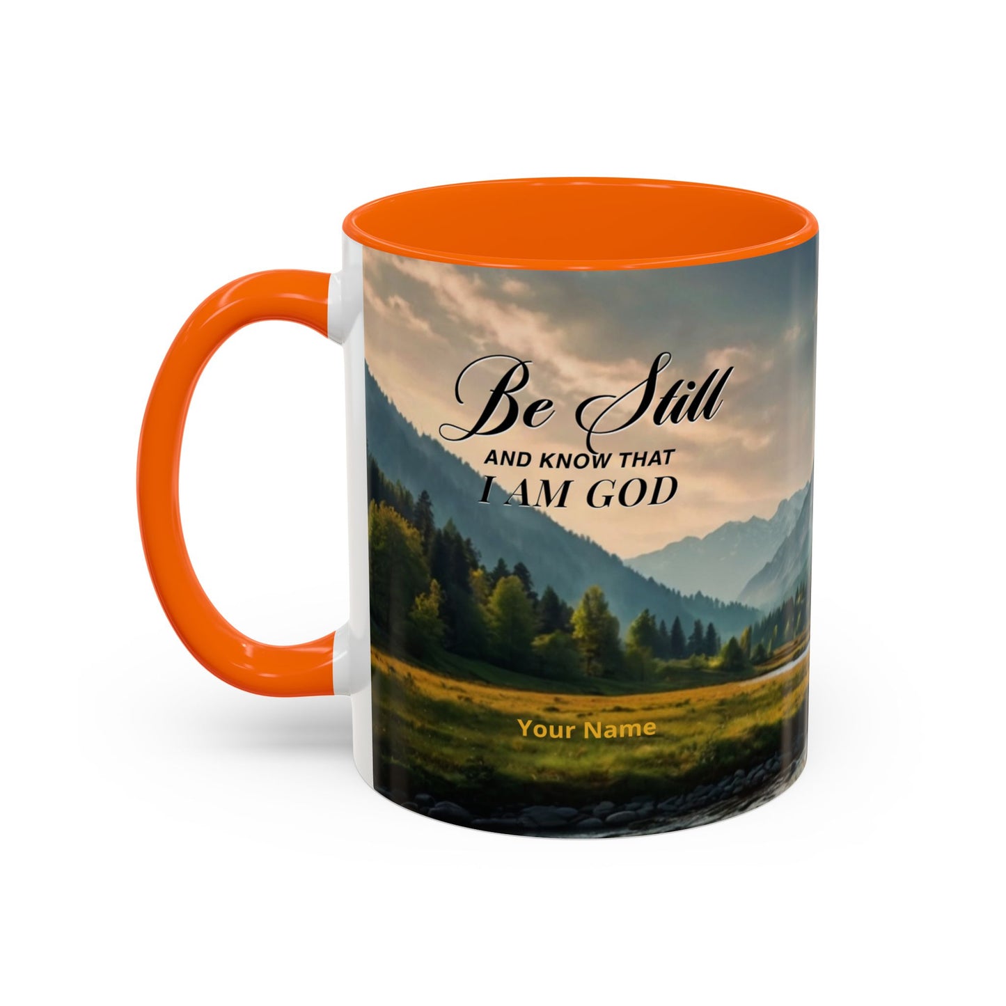 PEACE BE STILL Scripture Coffee Mug — Free Personalization, Accent Mug (11/15 oz)