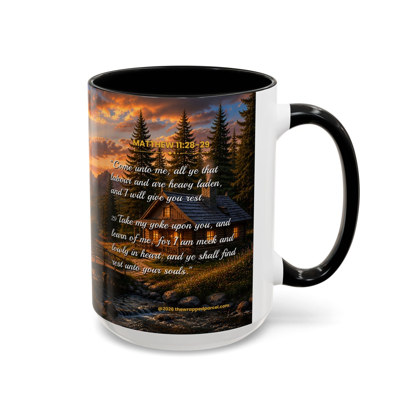 REST Scripture Coffee Mug — Free Personalization, Accent Mug (11/15 oz)