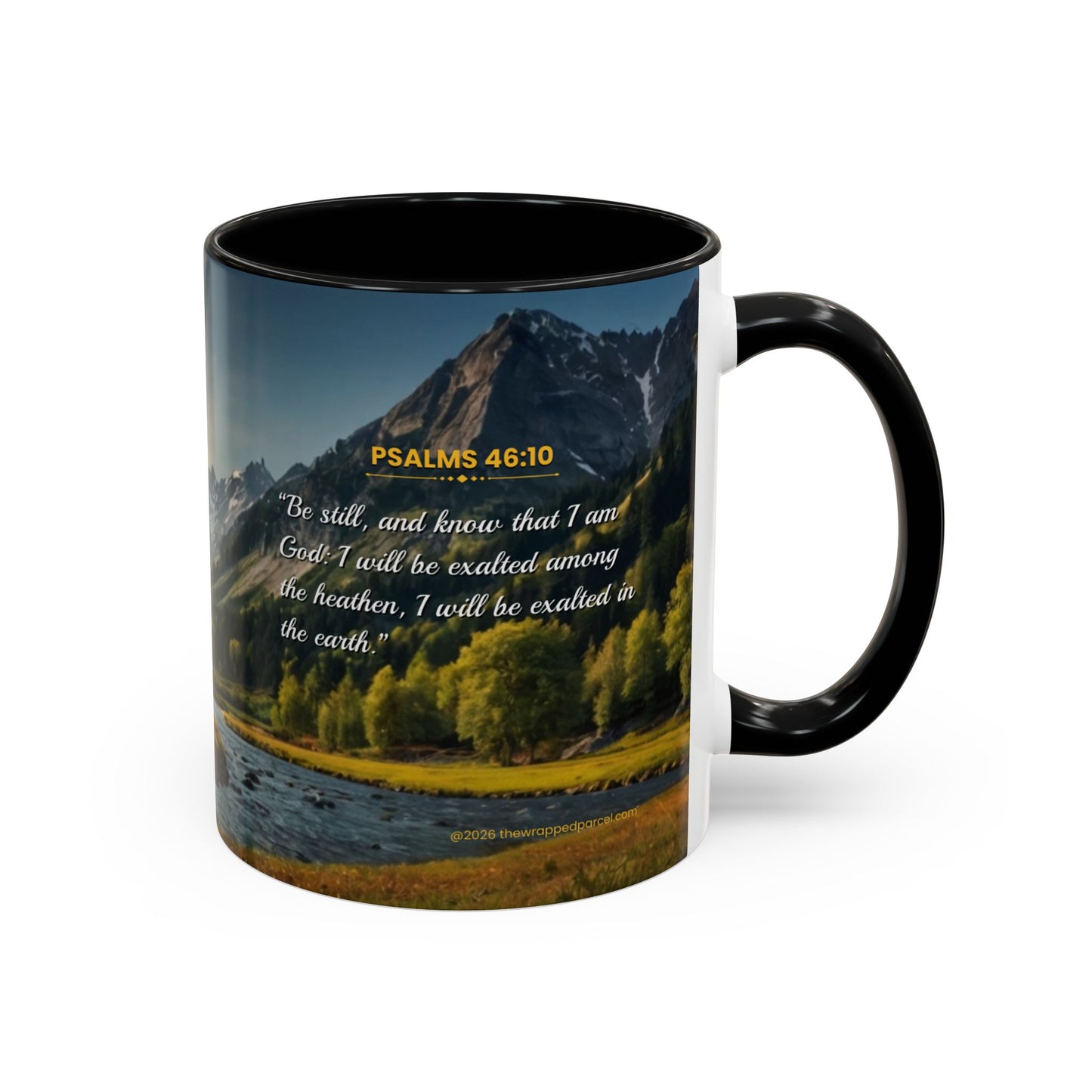 PEACE BE STILL Scripture Coffee Mug — Free Personalization, Accent Mug (11/15 oz)