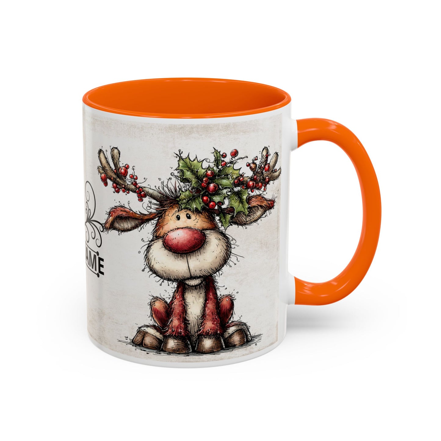 Reindeer Monogram — Personalized Christmas Accent Coffee Mug (11 oz & 15 oz)