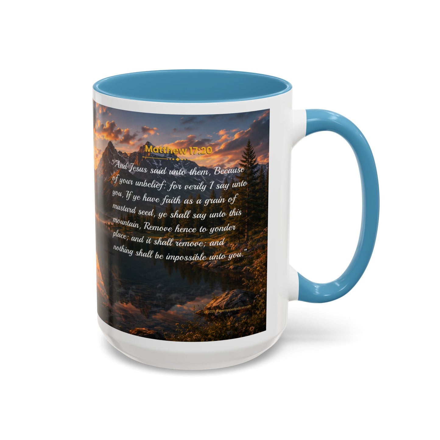 FAITH Scripture Coffee Mug — Free Personalization, Accent Mug (11/15 oz)