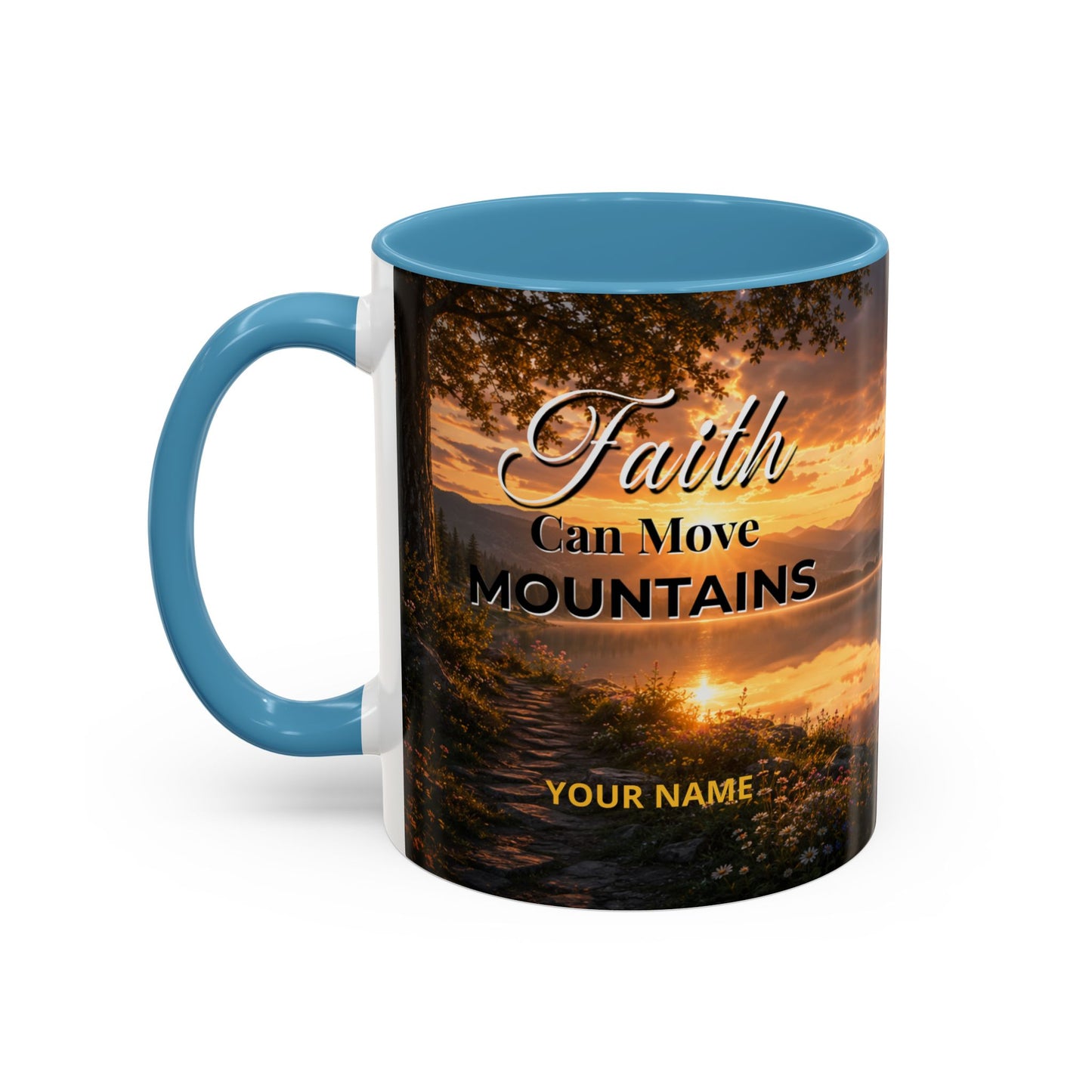 FAITH Scripture Coffee Mug — Free Personalization, Accent Mug (11/15 oz)