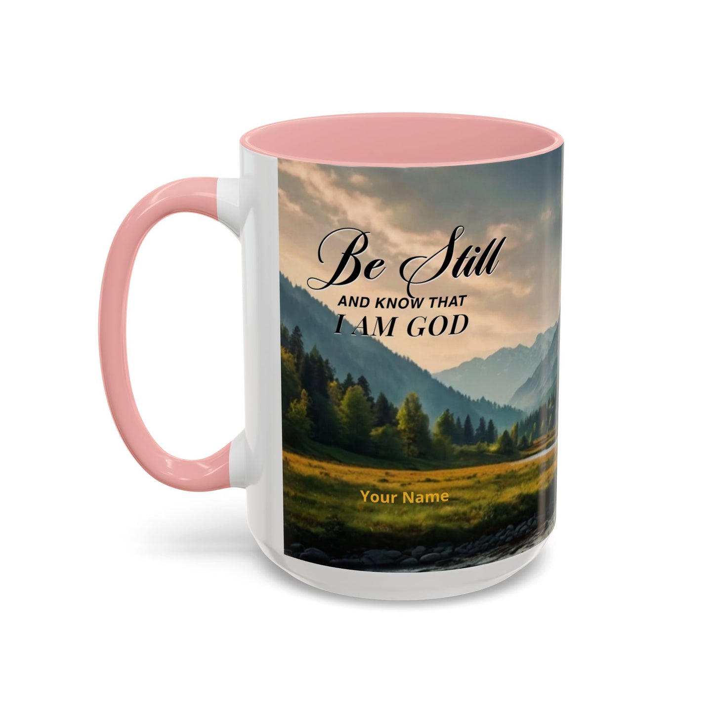 PEACE BE STILL Scripture Coffee Mug — Free Personalization, Accent Mug (11/15 oz)