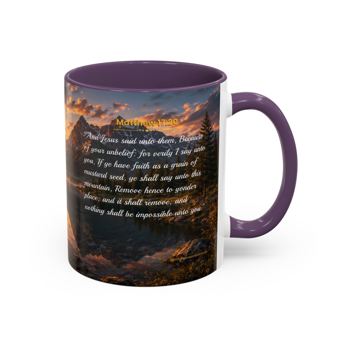 FAITH Scripture Coffee Mug — Free Personalization, Accent Mug (11/15 oz)