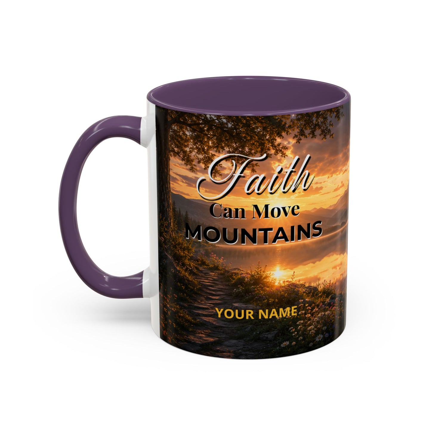 FAITH Scripture Coffee Mug — Free Personalization, Accent Mug (11/15 oz)
