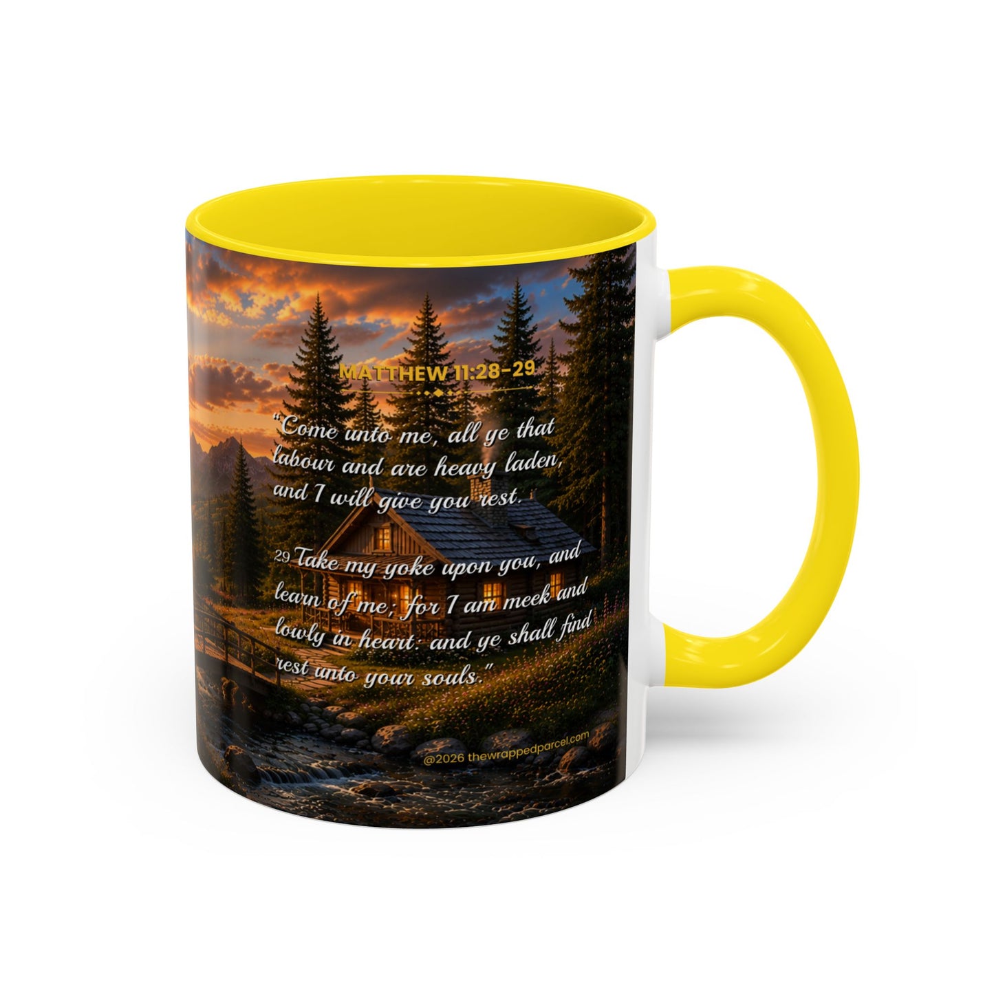 REST Scripture Coffee Mug — Free Personalization, Accent Mug (11/15 oz)