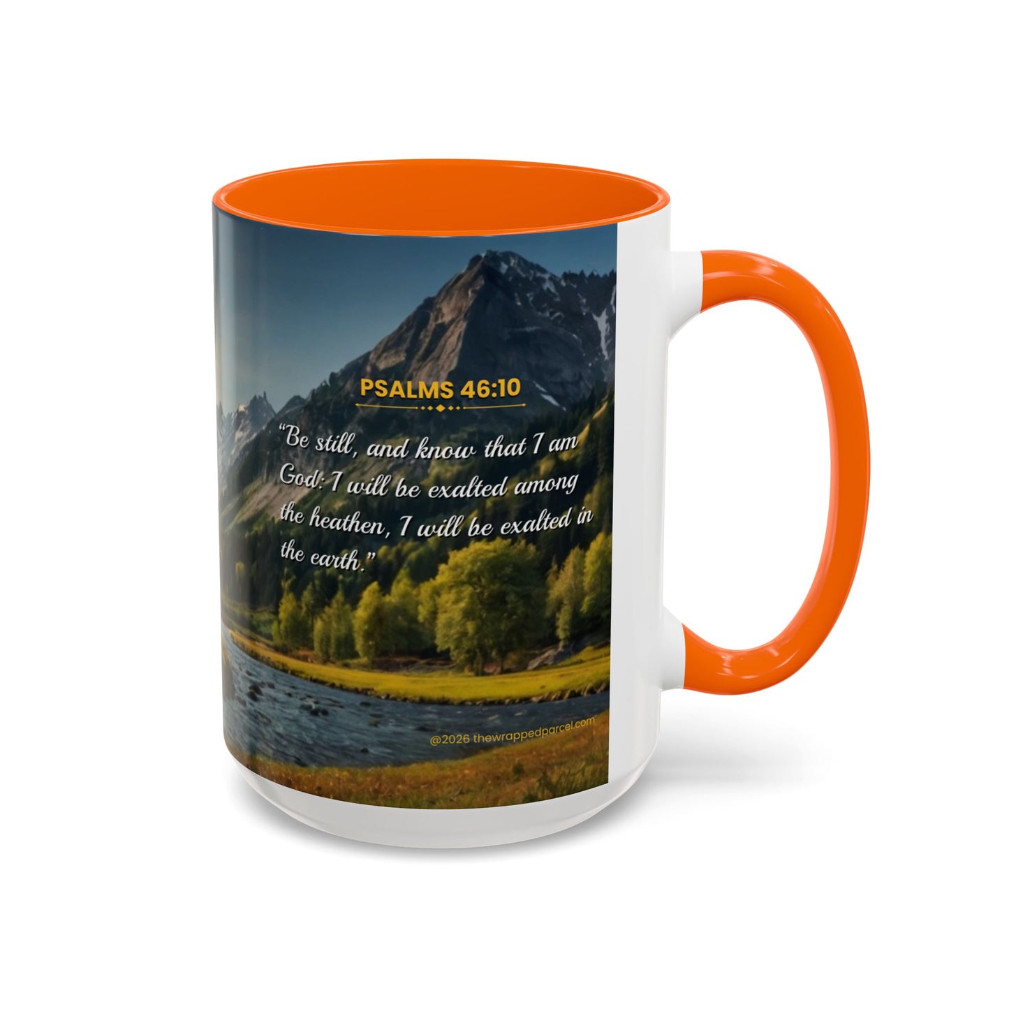 PEACE BE STILL Scripture Coffee Mug — Free Personalization, Accent Mug (11/15 oz)