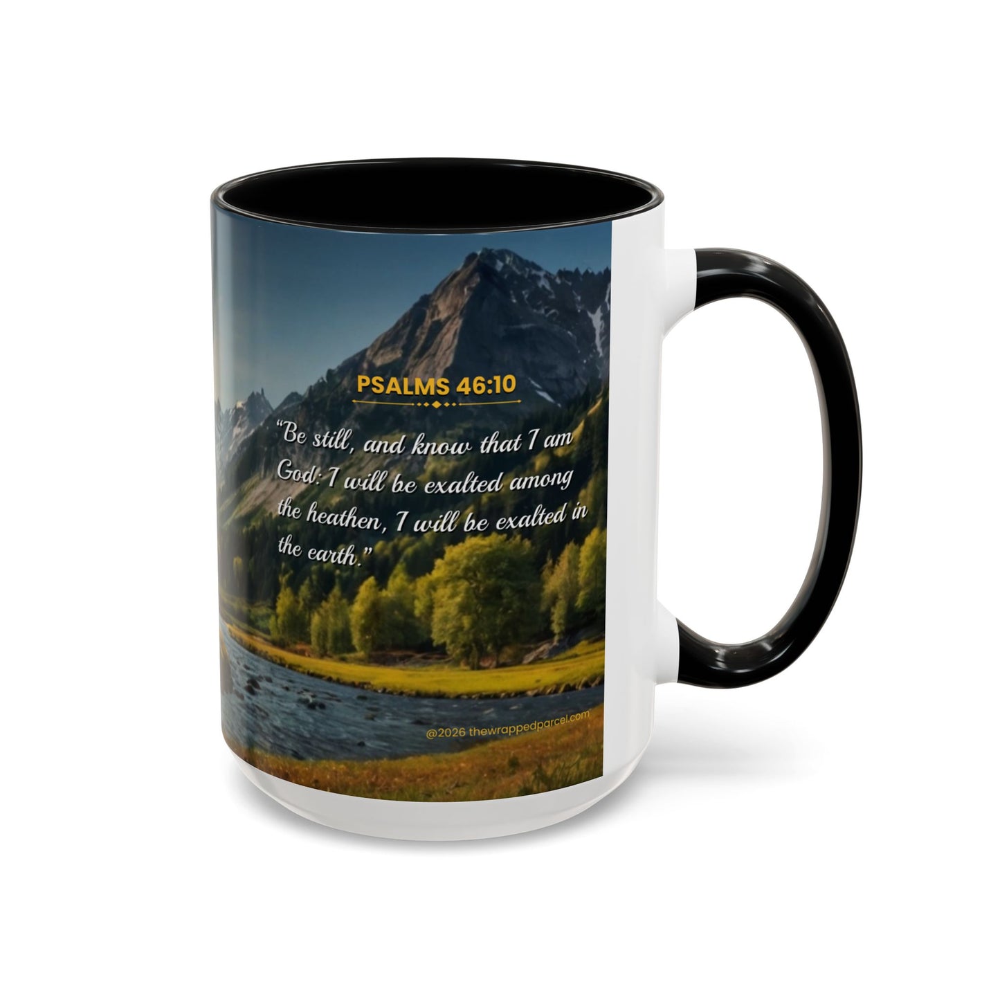 PEACE BE STILL Scripture Coffee Mug — Free Personalization, Accent Mug (11/15 oz)