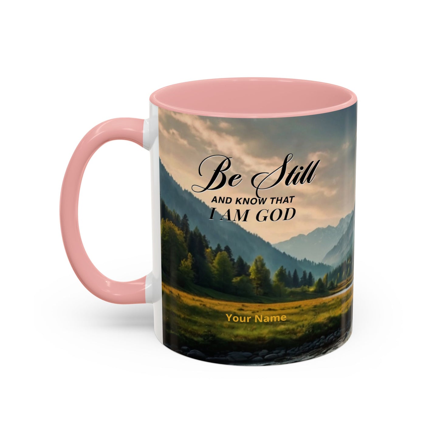 PEACE BE STILL Scripture Coffee Mug — Free Personalization, Accent Mug (11/15 oz)