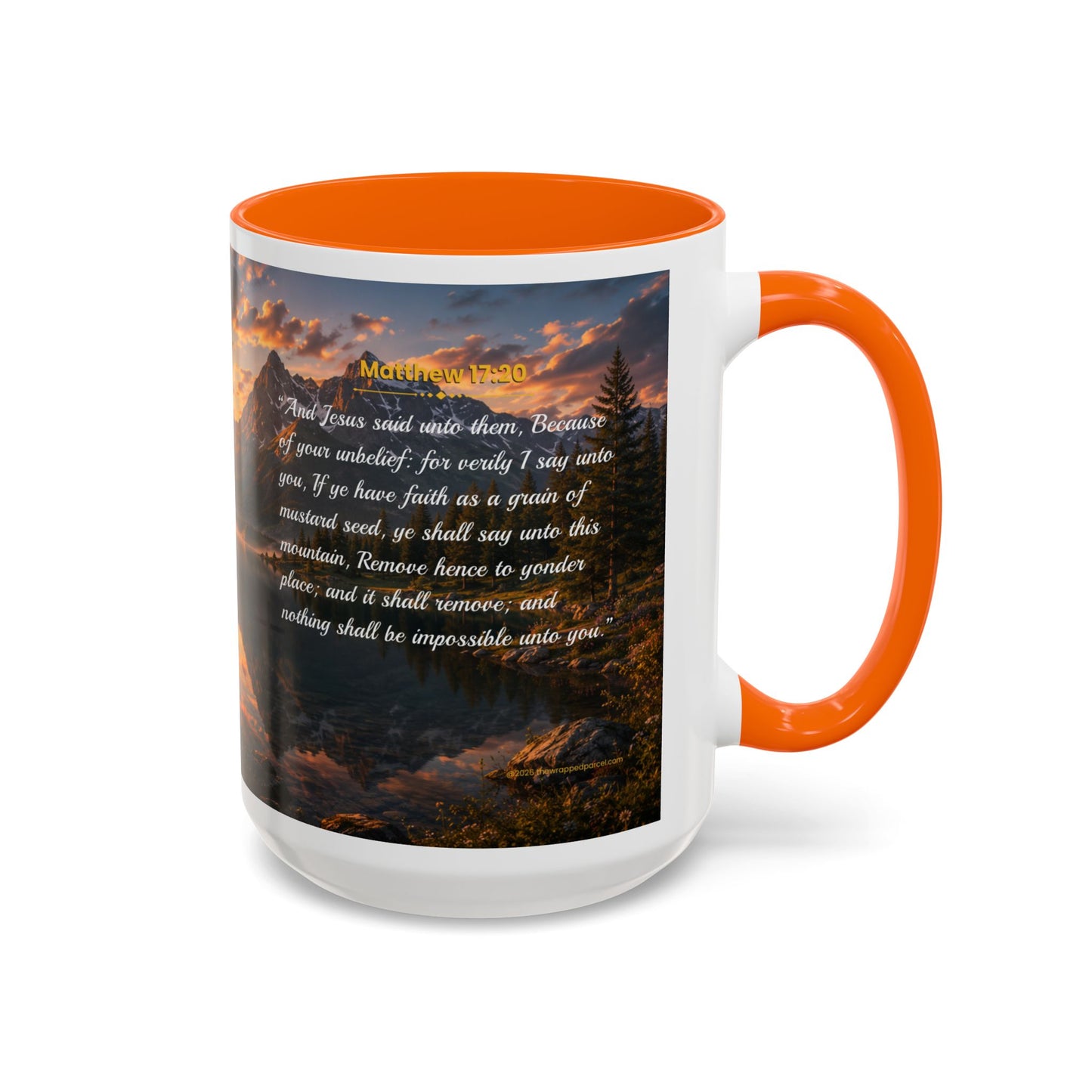 FAITH Scripture Coffee Mug — Free Personalization, Accent Mug (11/15 oz)