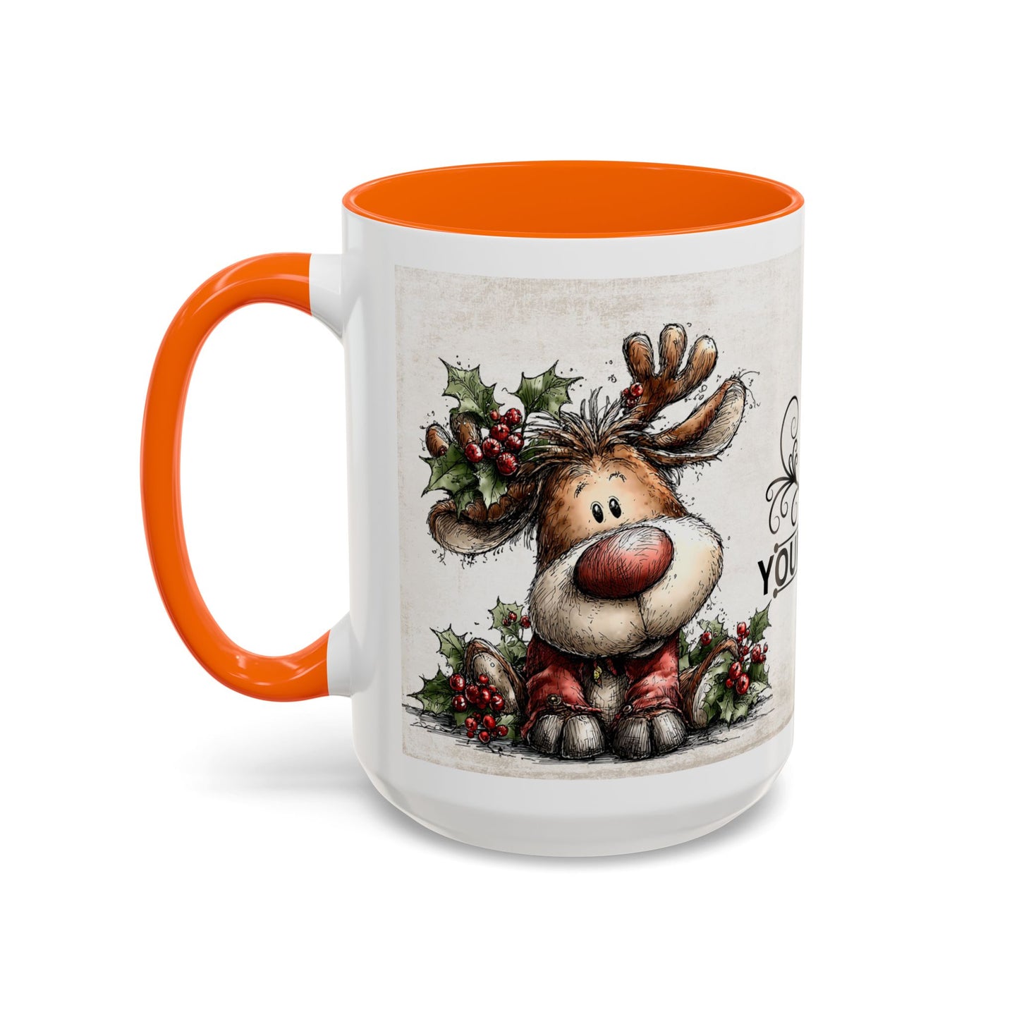 Reindeer Monogram — Personalized Christmas Accent Coffee Mug (11 oz & 15 oz)