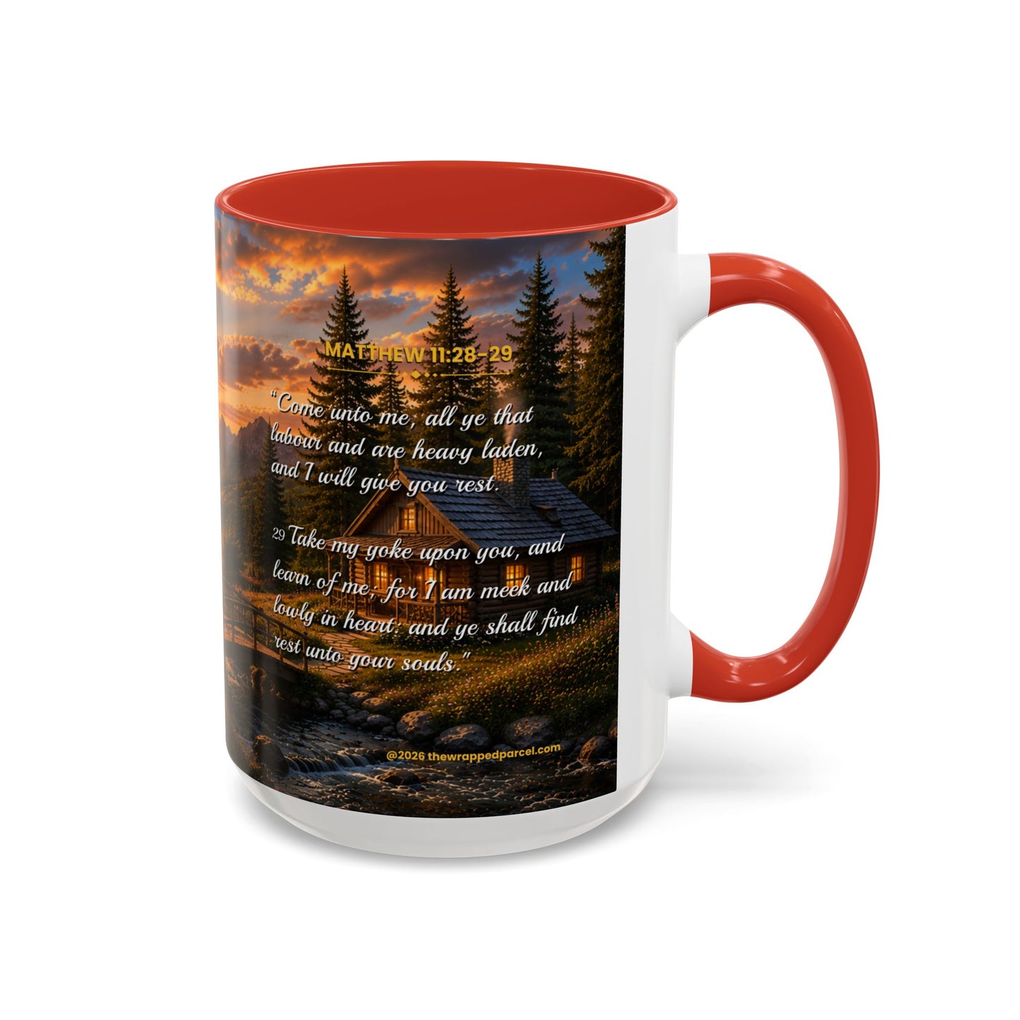REST Scripture Coffee Mug — Free Personalization, Accent Mug (11/15 oz)